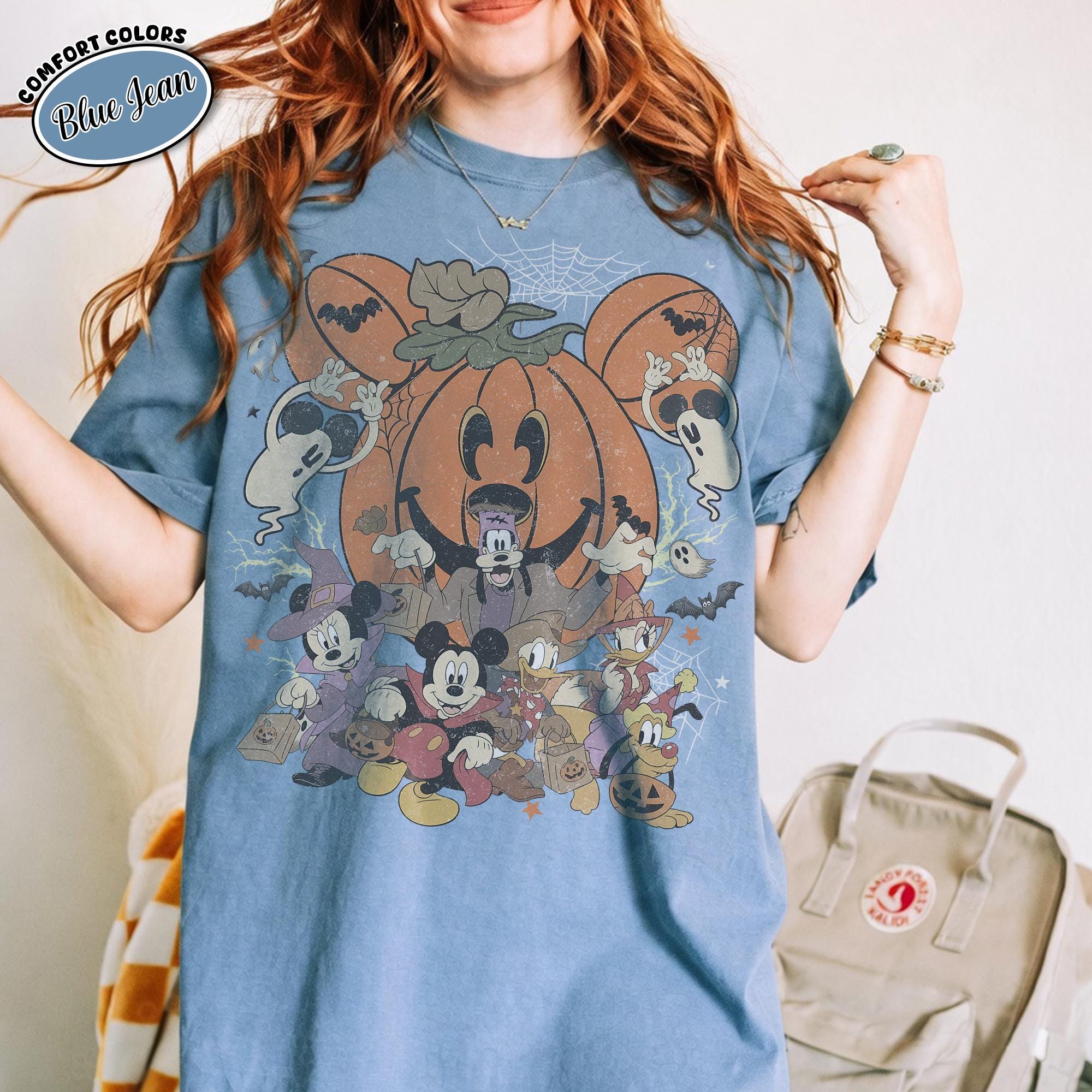 Disney Halloween Pumpkin Shirt, Mickey and Friends Trick or Treat Tee, Vintage Spooky Season, Family Matching Vacation, Disneyland 2026 6
