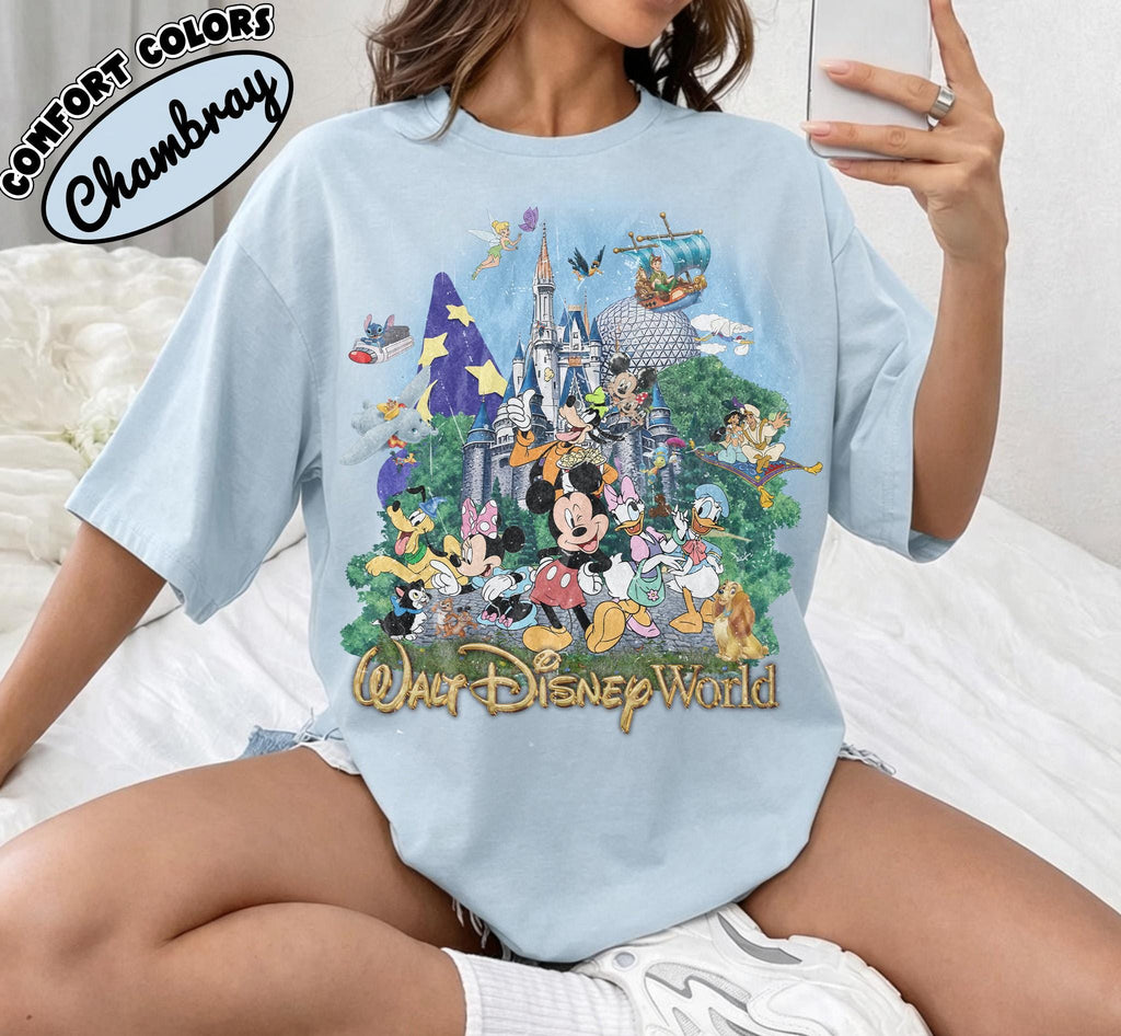 Vintage 90s Walt Disney World Shirt, Retro Magic Kingdom Tee, Mickey and Friends, Disney Family Trip 2026, Matching Vacation Group Shirt 6