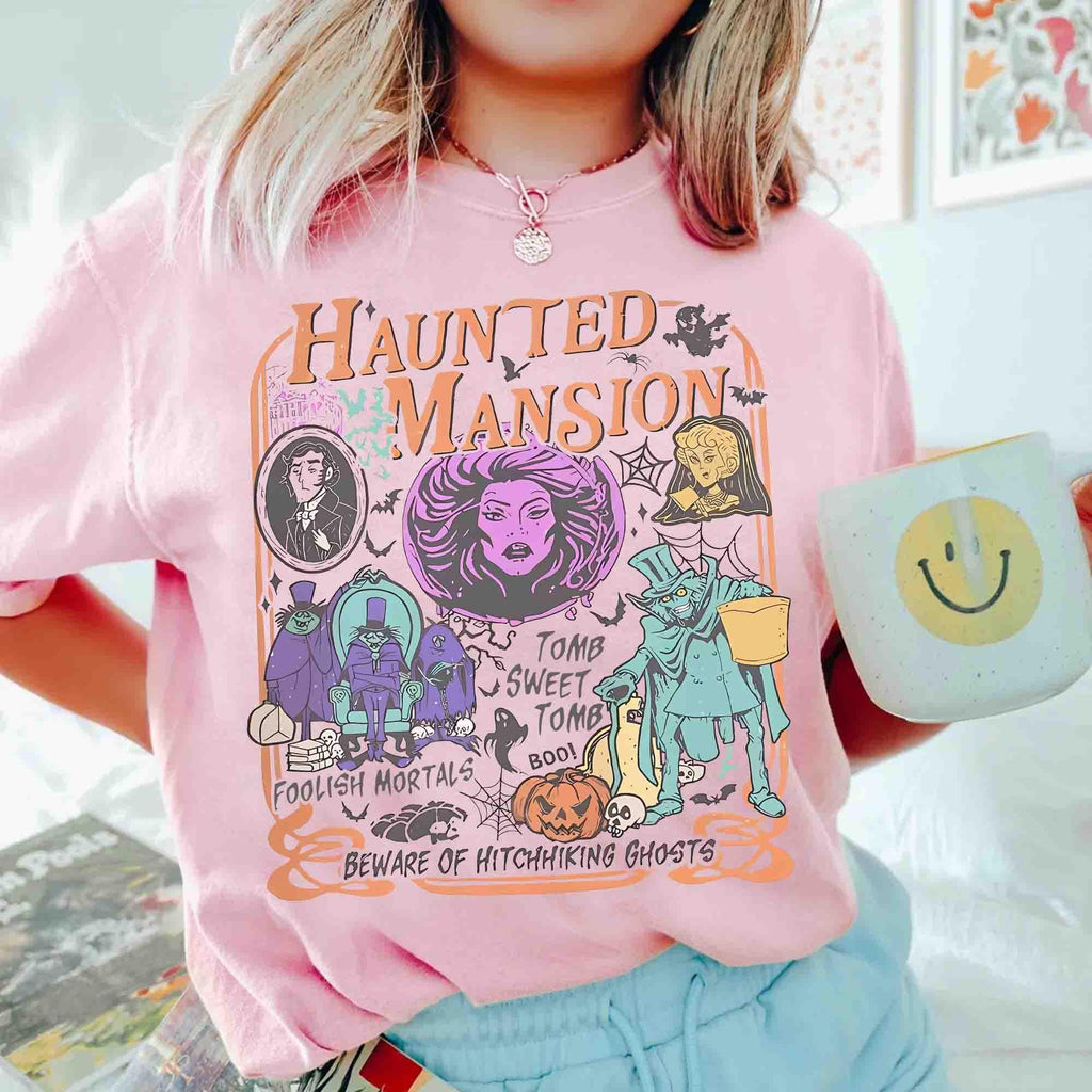 Retro Haunted Mansion Shirt, Madam Leota Hitchhiking Ghosts Tee, Disney Spooky Season, Gothic Halloween Family Trip, Foolish Mortals Tee 6