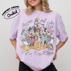 Retro Mickey and Friends Signatures Shirt, Disney Mouse Head Tee, Disneyland Family Trip 2026, Mickey & Co Gift, Disney World Trip Shirt 6