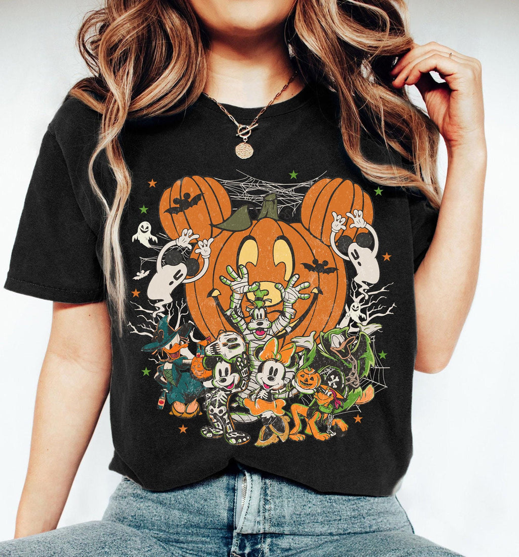 Vintage Disney Halloween Friends Shirt, Mickey Pumpkin Tee, Spooky Cartoon Halloween, Vintage Pumpkin Party, Disney Family Halloween Shirt 6