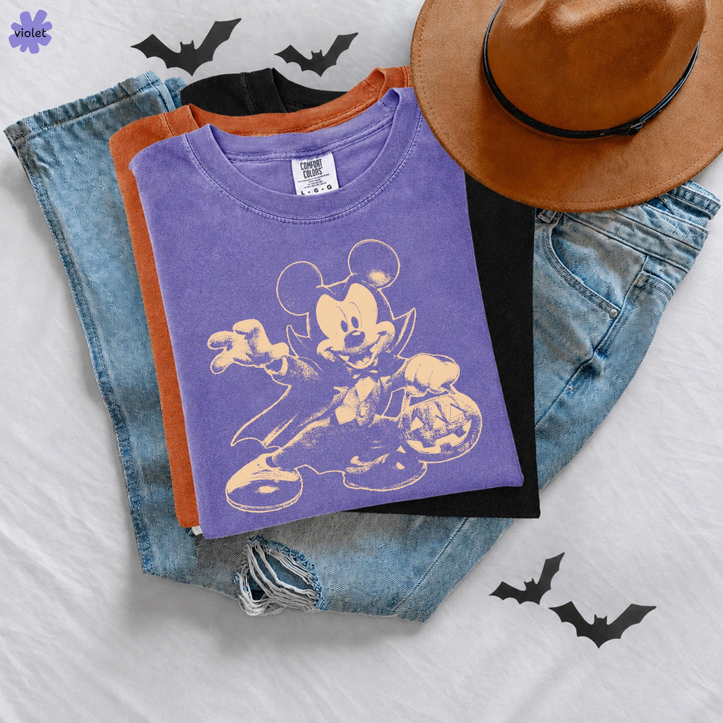 Disney Halloween Mouse Shirt, Vampire Mickey Tee, Spooky Pumpkin Trick or Treat Shirt, Halloween Party Tee, Spooky Season Disney Fall Shirt 6