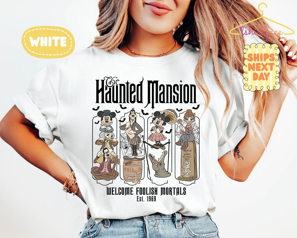 Haunted Mansion Mickey & Friends Shirt, Welcome Foolish Mortals Tee, Disney Halloween Family Trip, Not So Scary Party, Matching 2026 Shirt 7