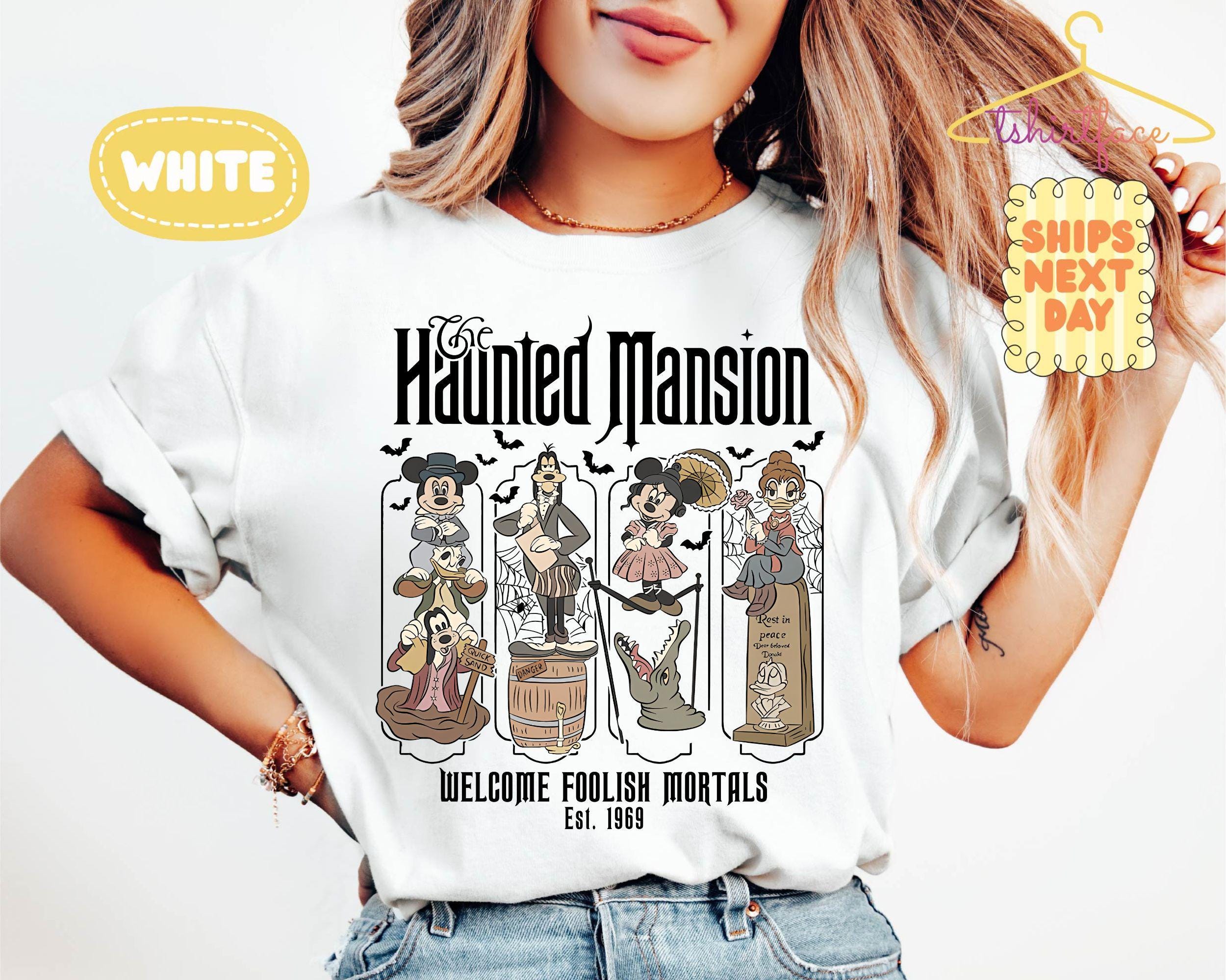 Haunted Mansion Mickey & Friends Shirt, Welcome Foolish Mortals Tee, Disney Halloween Family Trip, Not So Scary Party, Matching 2026 Shirt 7