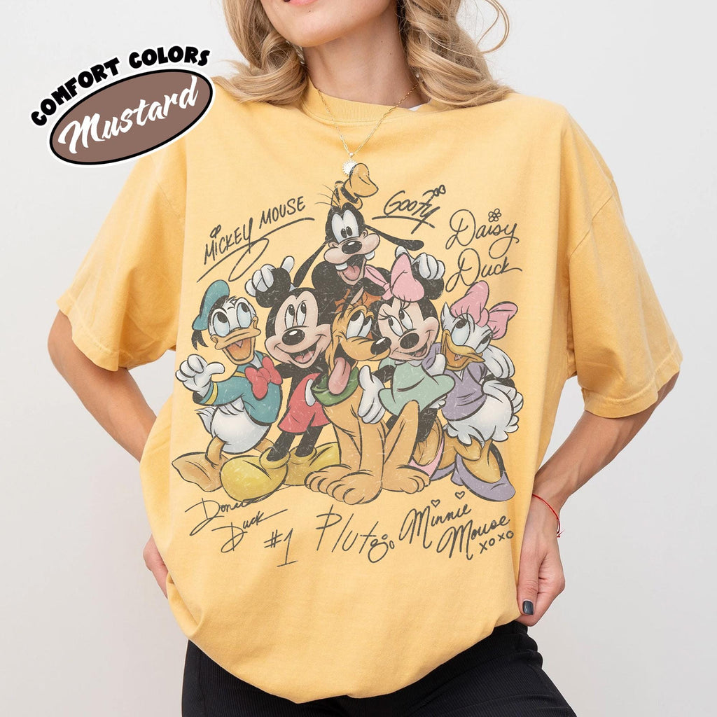 Retro Mickey and Friends Signatures Shirt, Disney Mouse Head Tee, Disneyland Family Trip 2026, Mickey & Co Gift, Disney World Trip Shirt 7