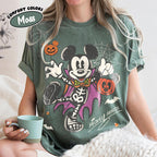 Retro Mickey Minnie Halloween Shirt, Disney Spooky Season Couple Tee, Mickey Ghost Minnie Ghost, Matching Family Halloween Party Shirts 7