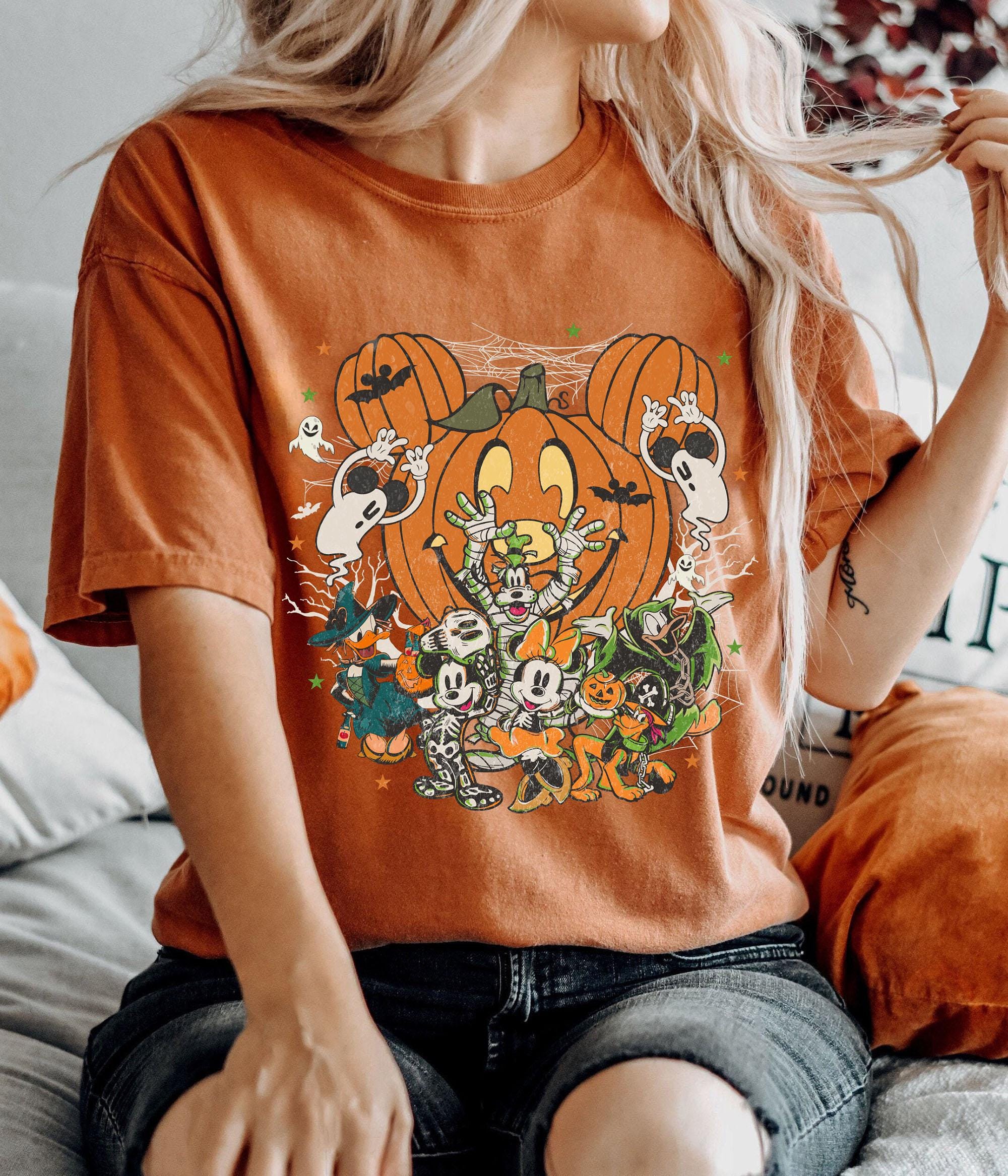 Vintage Disney Halloween Friends Shirt, Mickey Pumpkin Tee, Spooky Cartoon Halloween, Vintage Pumpkin Party, Disney Family Halloween Shirt 7
