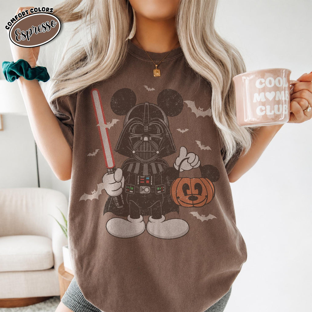 Retro Disney Mickey Star Wars Halloween Shirt, Darth Vader Pumpkin Tee, Galaxy's Edge Spooky Season, Family Matching Disneyland Trip 2026 7