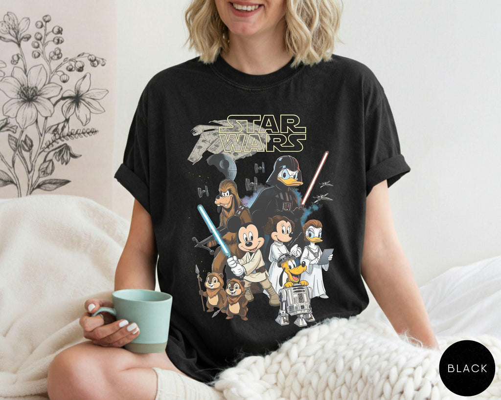 Retro Disney Star Wars Shirt, Mickey and Friends Jedi Tee, Sci-Fi Graphic, Family Vacation Outfit, Funny Star Wars Gift for Disney Fans 8