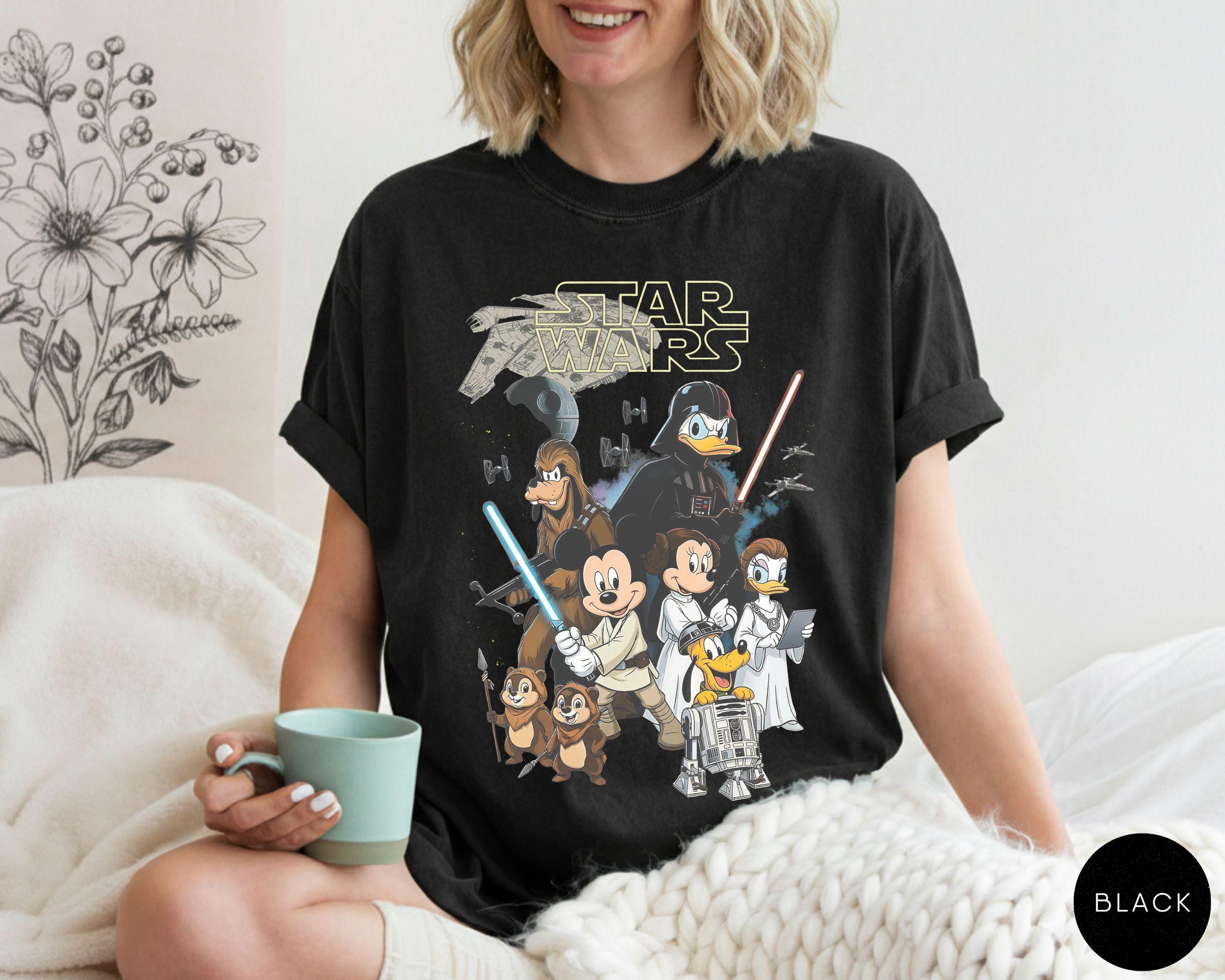 Retro Disney Star Wars Shirt, Mickey and Friends Jedi Tee, Sci-Fi Graphic, Family Vacation Outfit, Funny Star Wars Gift for Disney Fans 8