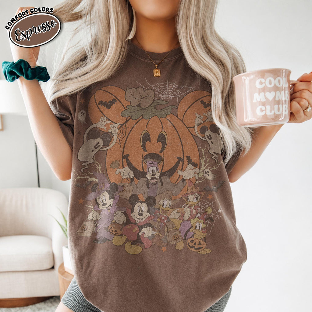 Disney Halloween Pumpkin Shirt, Mickey and Friends Trick or Treat Tee, Vintage Spooky Season, Family Matching Vacation, Disneyland 2026 8