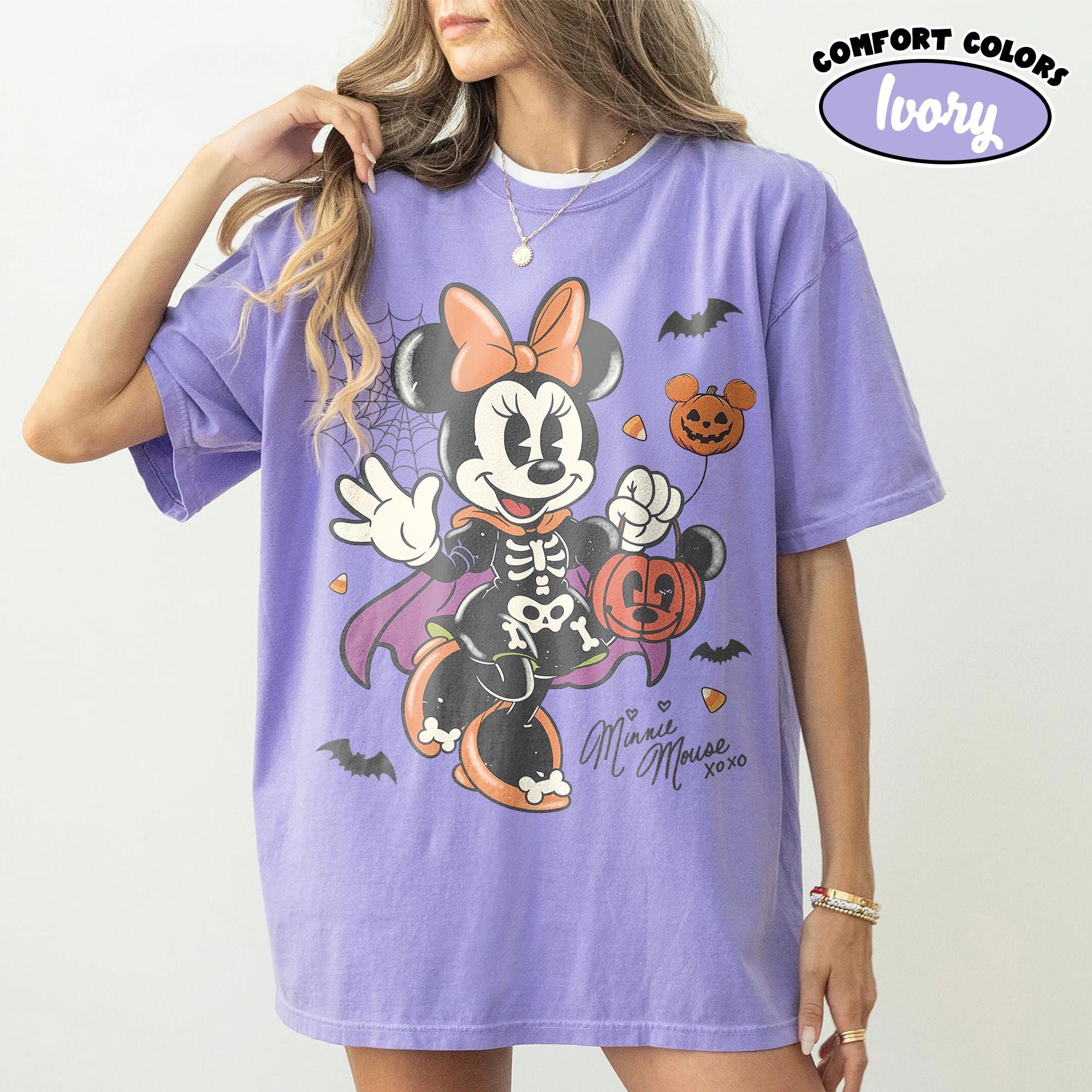 Retro Mickey Minnie Halloween Shirt, Disney Spooky Season Couple Tee, Mickey Ghost Minnie Ghost, Matching Family Halloween Party Shirts 8