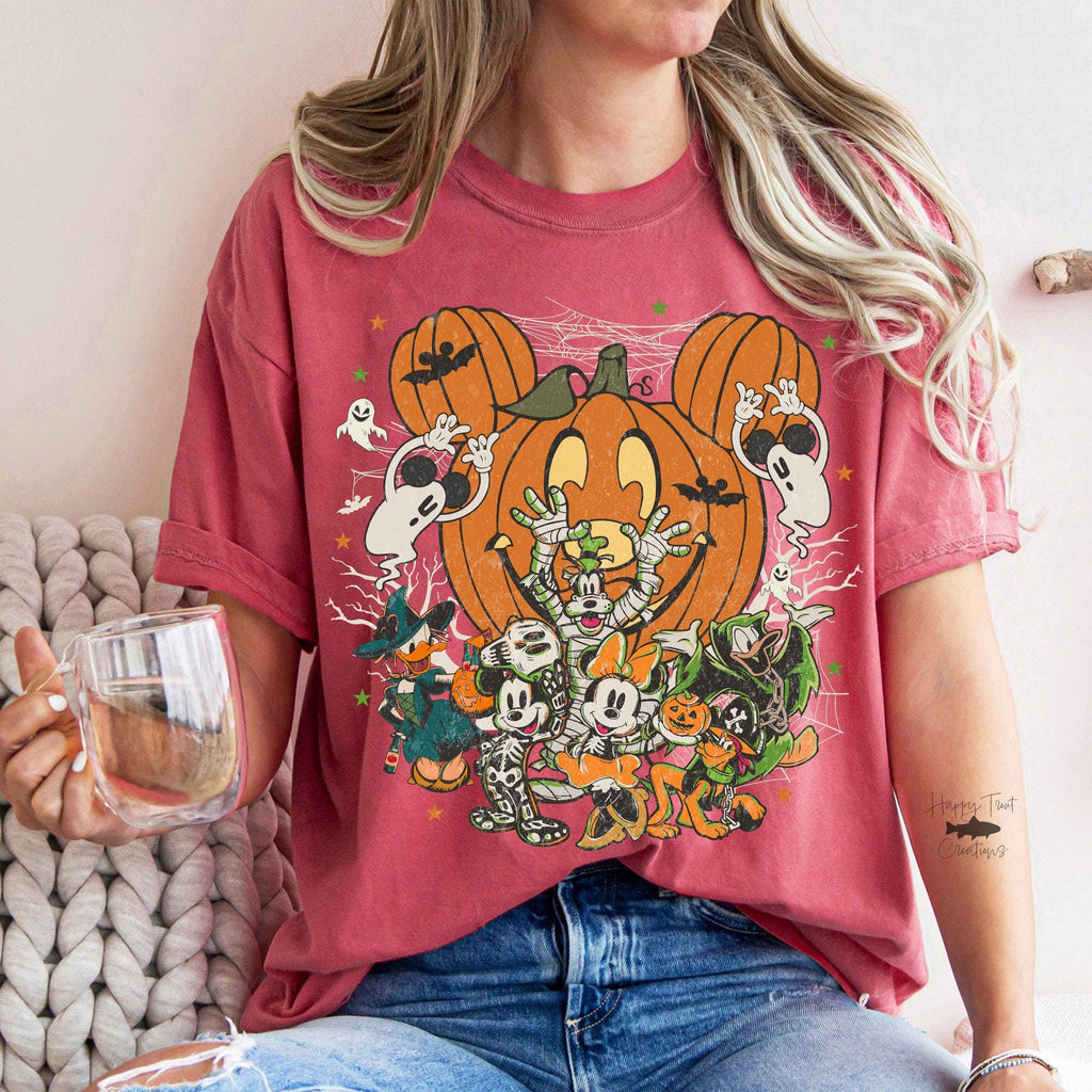 Vintage Disney Halloween Friends Shirt, Mickey Pumpkin Tee, Spooky Cartoon Halloween, Vintage Pumpkin Party, Disney Family Halloween Shirt 8