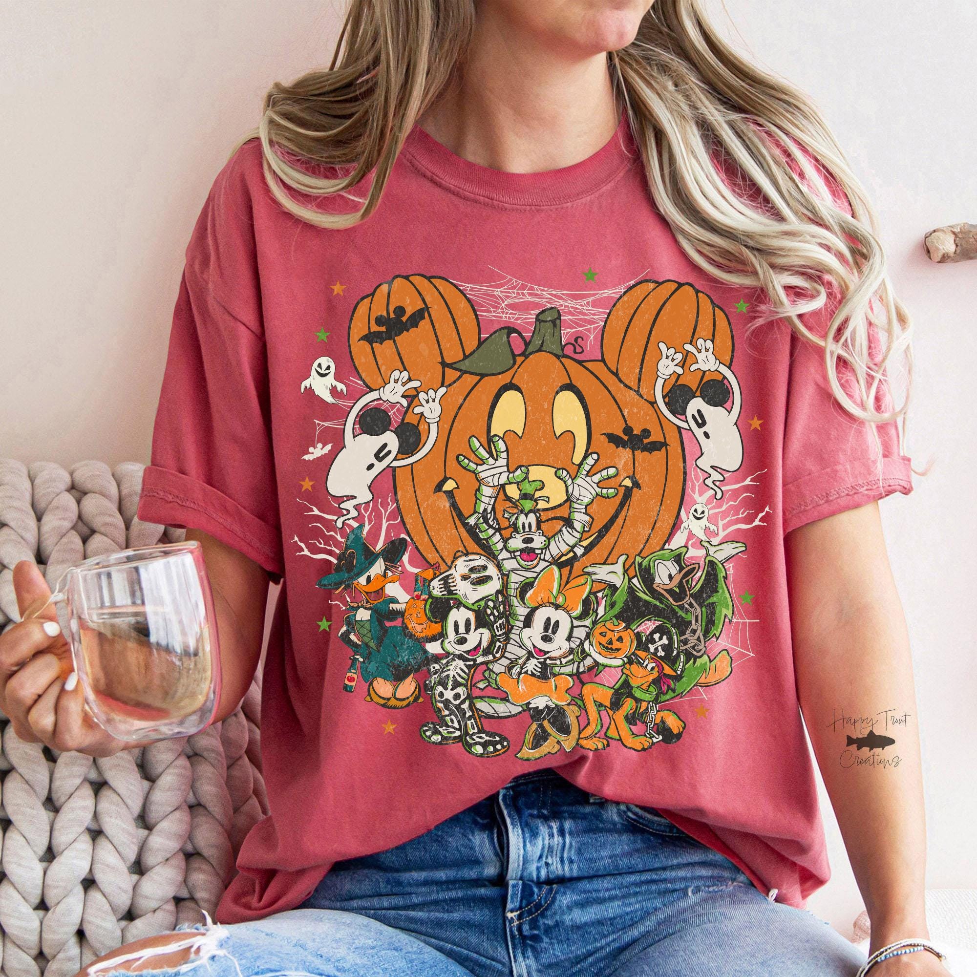 Vintage Disney Halloween Friends Shirt, Mickey Pumpkin Tee, Spooky Cartoon Halloween, Vintage Pumpkin Party, Disney Family Halloween Shirt 8
