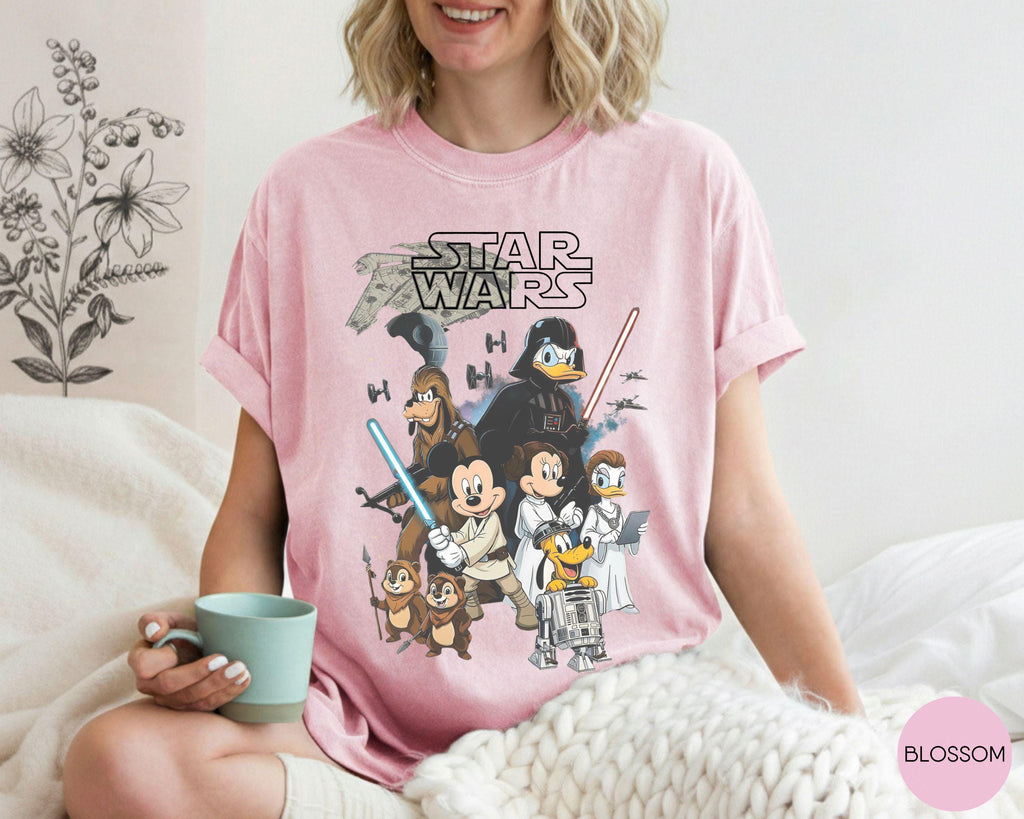 Retro Disney Star Wars Shirt, Mickey and Friends Jedi Tee, Sci-Fi Graphic, Family Vacation Outfit, Funny Star Wars Gift for Disney Fans 9