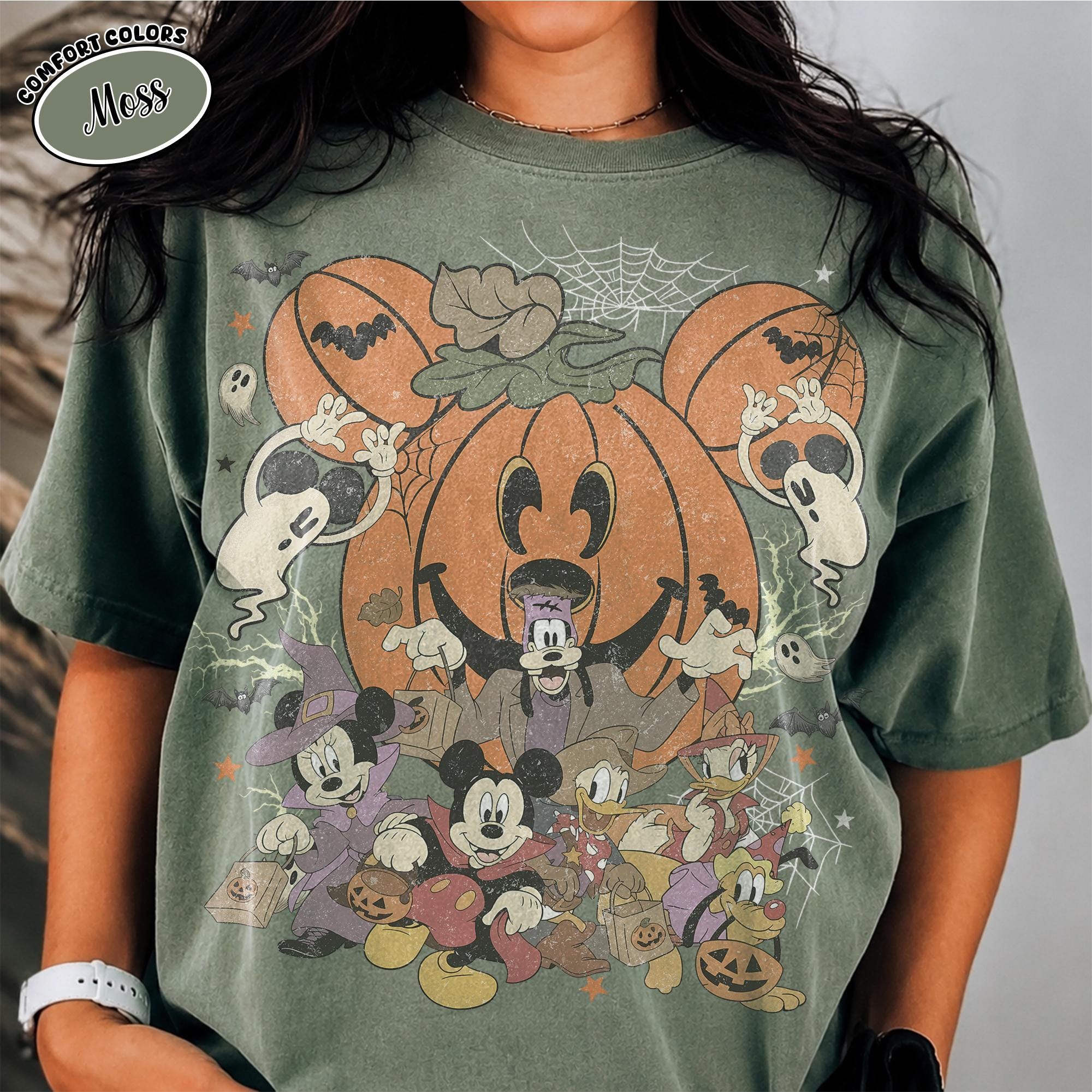 Disney Halloween Pumpkin Shirt, Mickey and Friends Trick or Treat Tee, Vintage Spooky Season, Family Matching Vacation, Disneyland 2026 9