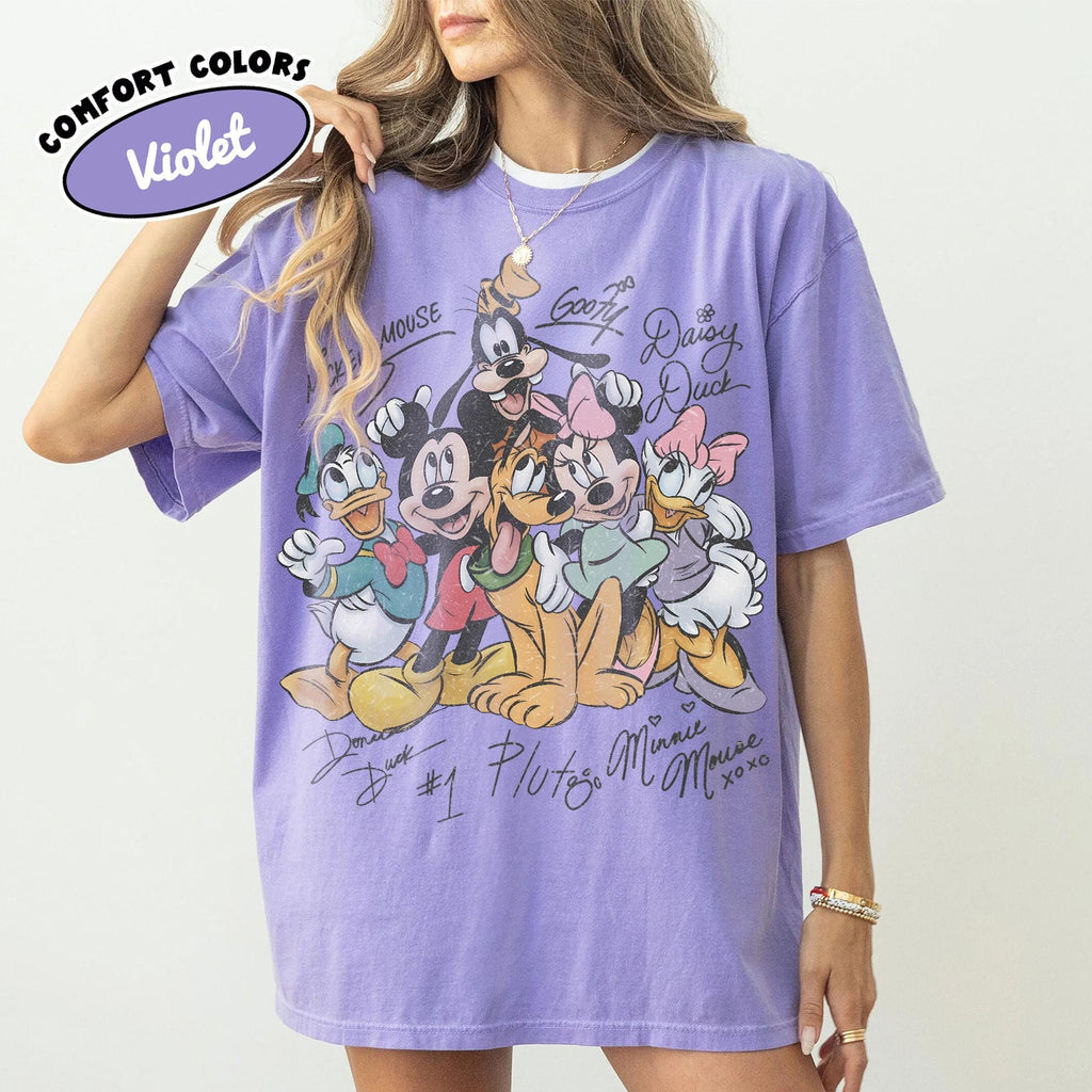 Retro Mickey and Friends Signatures Shirt, Disney Mouse Head Tee, Disneyland Family Trip 2026, Mickey & Co Gift, Disney World Trip Shirt 9