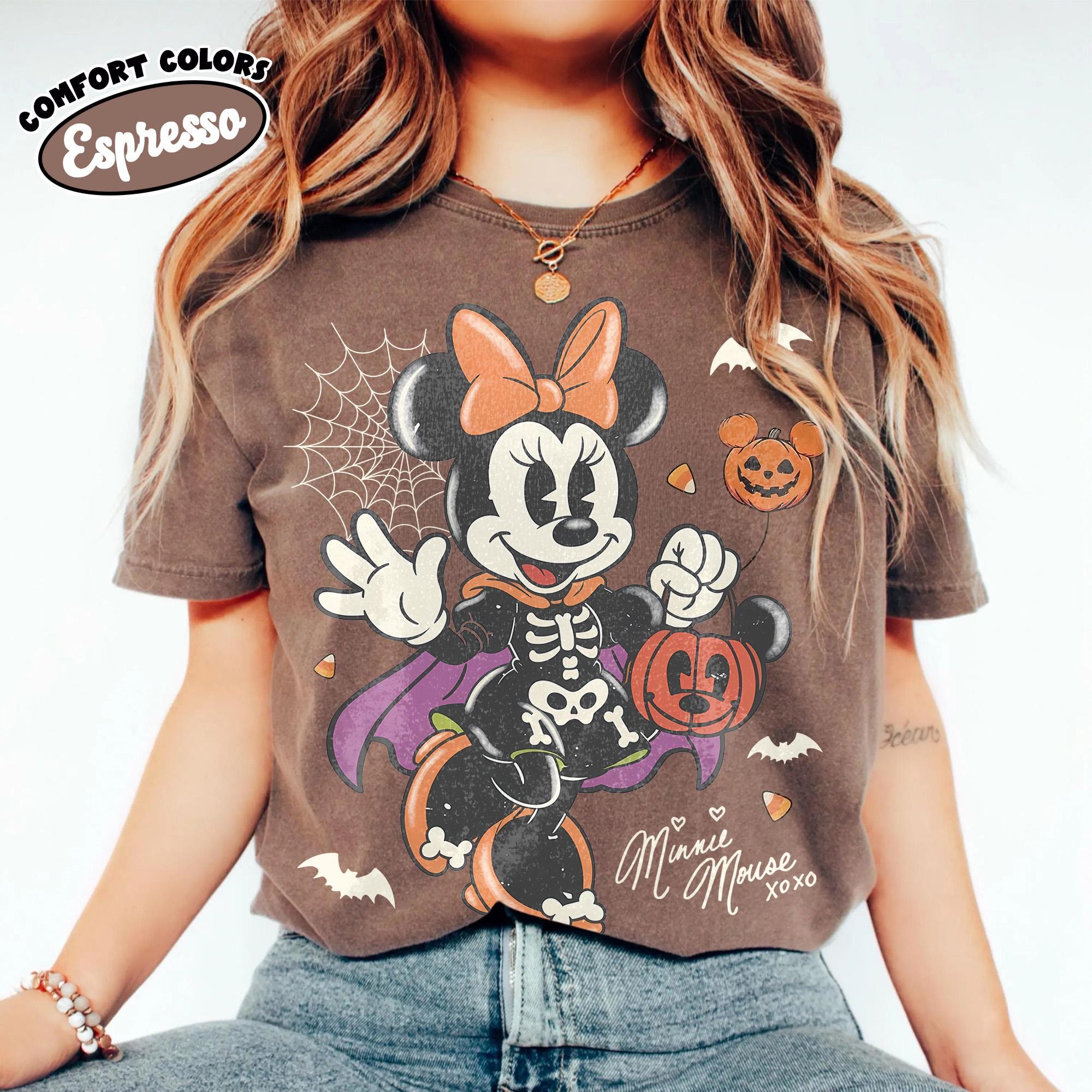 Retro Mickey Minnie Halloween Shirt, Disney Spooky Season Couple Tee, Mickey Ghost Minnie Ghost, Matching Family Halloween Party Shirts 9