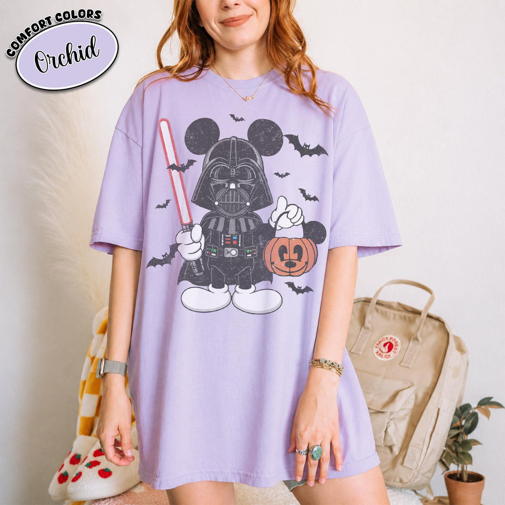 Retro Disney Mickey Star Wars Halloween Shirt, Darth Vader Pumpkin Tee, Galaxy's Edge Spooky Season, Family Matching Disneyland Trip 2026 9