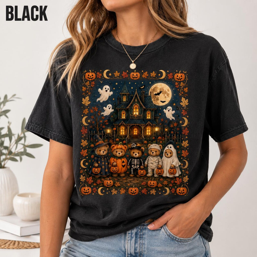90s Bear Halloween Comfort Colors Shirt, Trick or Treat Pumpkin Tee, Cute Vintage Spooky Season Gift