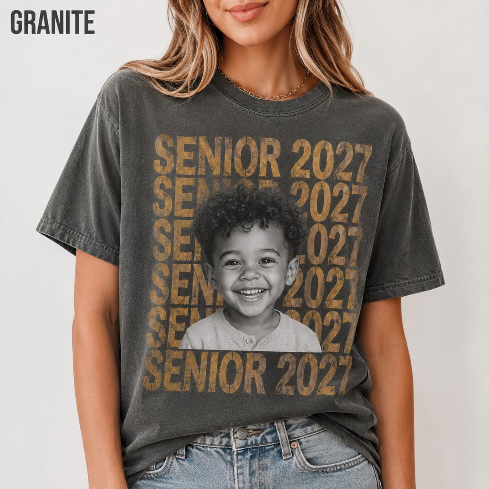 Custom Senior 2027 Photo Shirt, Personalized Graduation Comfort Colors Tee, Class of 2027 Senior Portrait Gift