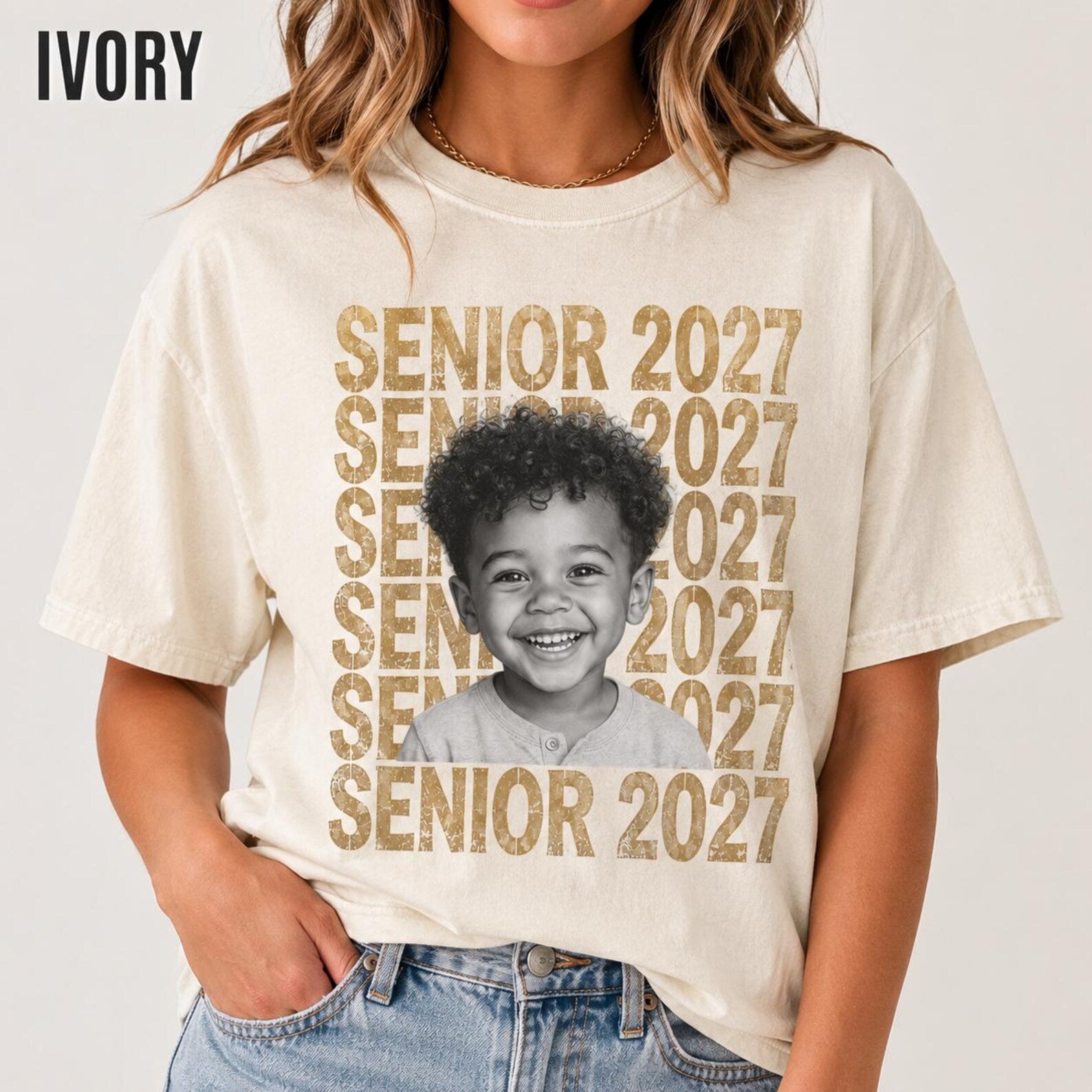 Custom Senior 2027 Photo Shirt, Personalized Graduation Comfort Colors Tee, Class of 2027 Senior Portrait Gift