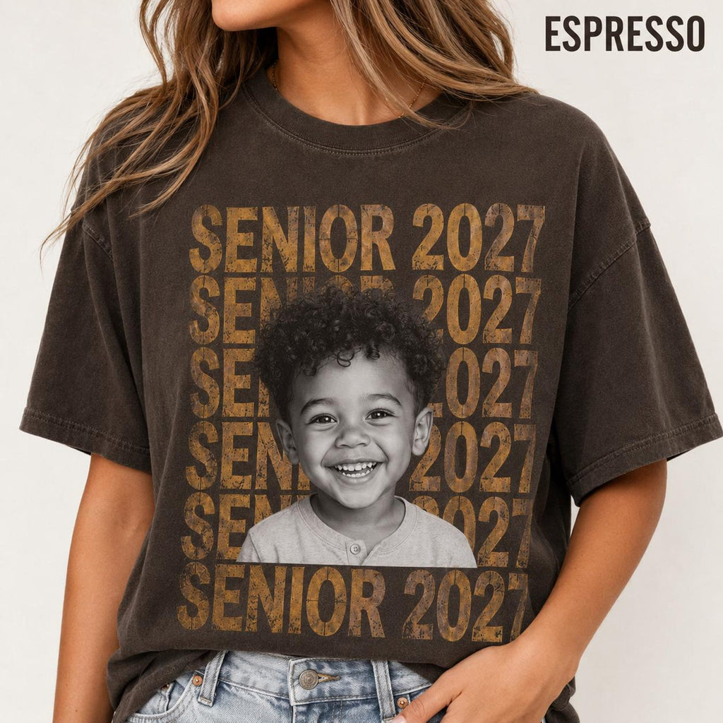 Custom Senior 2027 Photo Shirt, Personalized Graduation Comfort Colors Tee, Class of 2027 Senior Portrait Gift