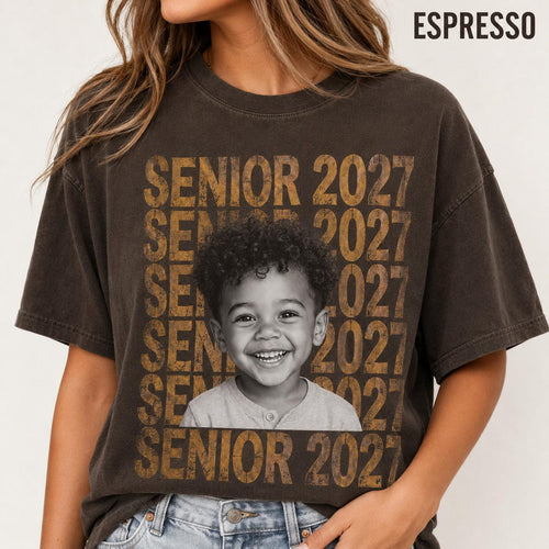 Custom Senior 2027 Photo Shirt, Personalized Graduation Comfort Colors Tee, Class of 2027 Senior Portrait Gift