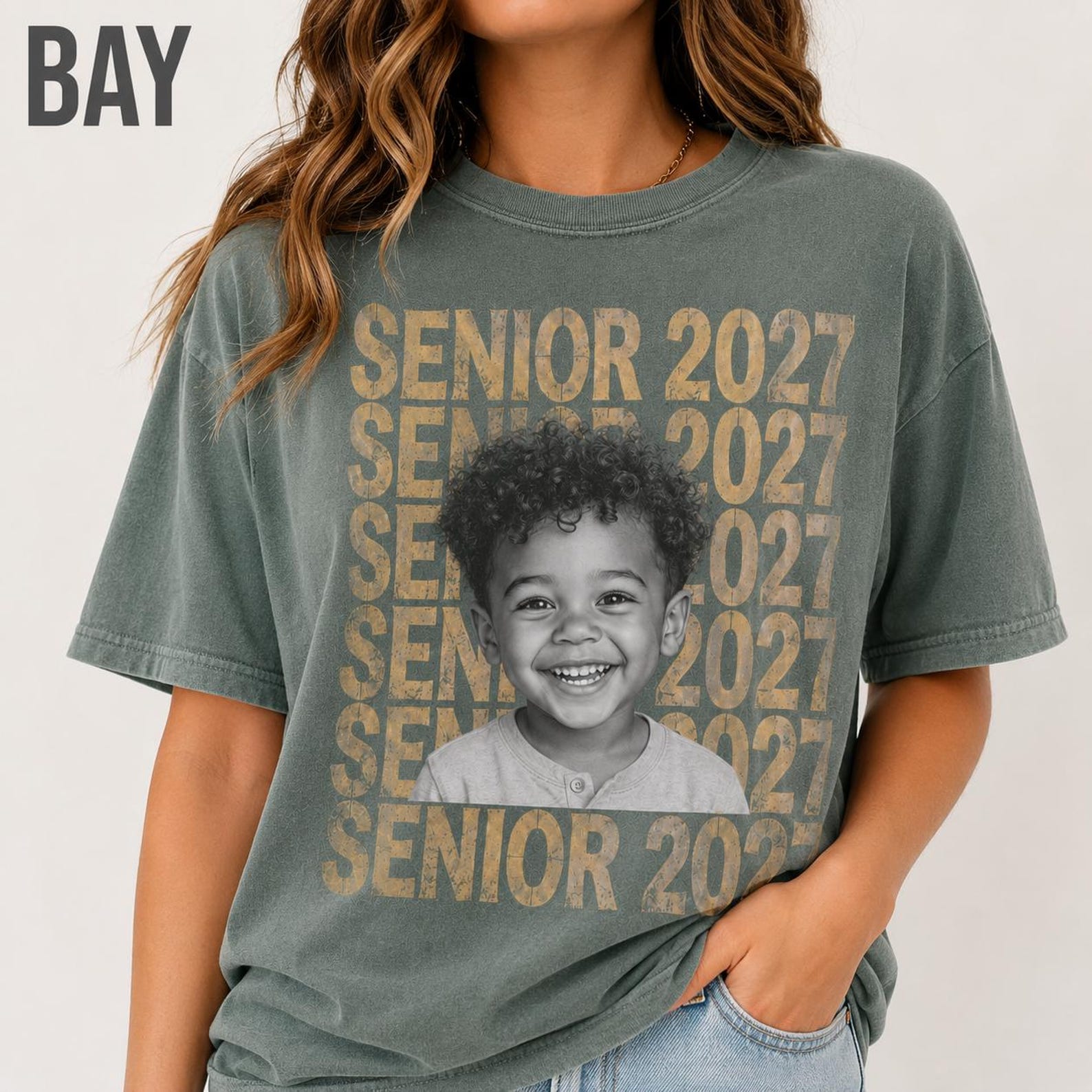 Custom Senior 2027 Photo Shirt, Personalized Graduation Comfort Colors Tee, Class of 2027 Senior Portrait Gift