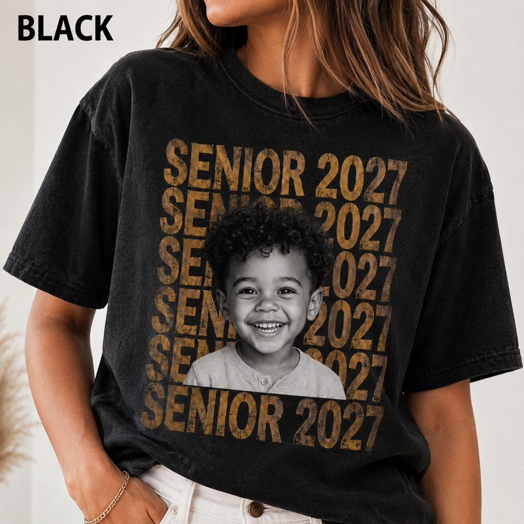 Custom Senior 2027 Photo Shirt, Personalized Graduation Comfort Colors Tee, Class of 2027 Senior Portrait Gift