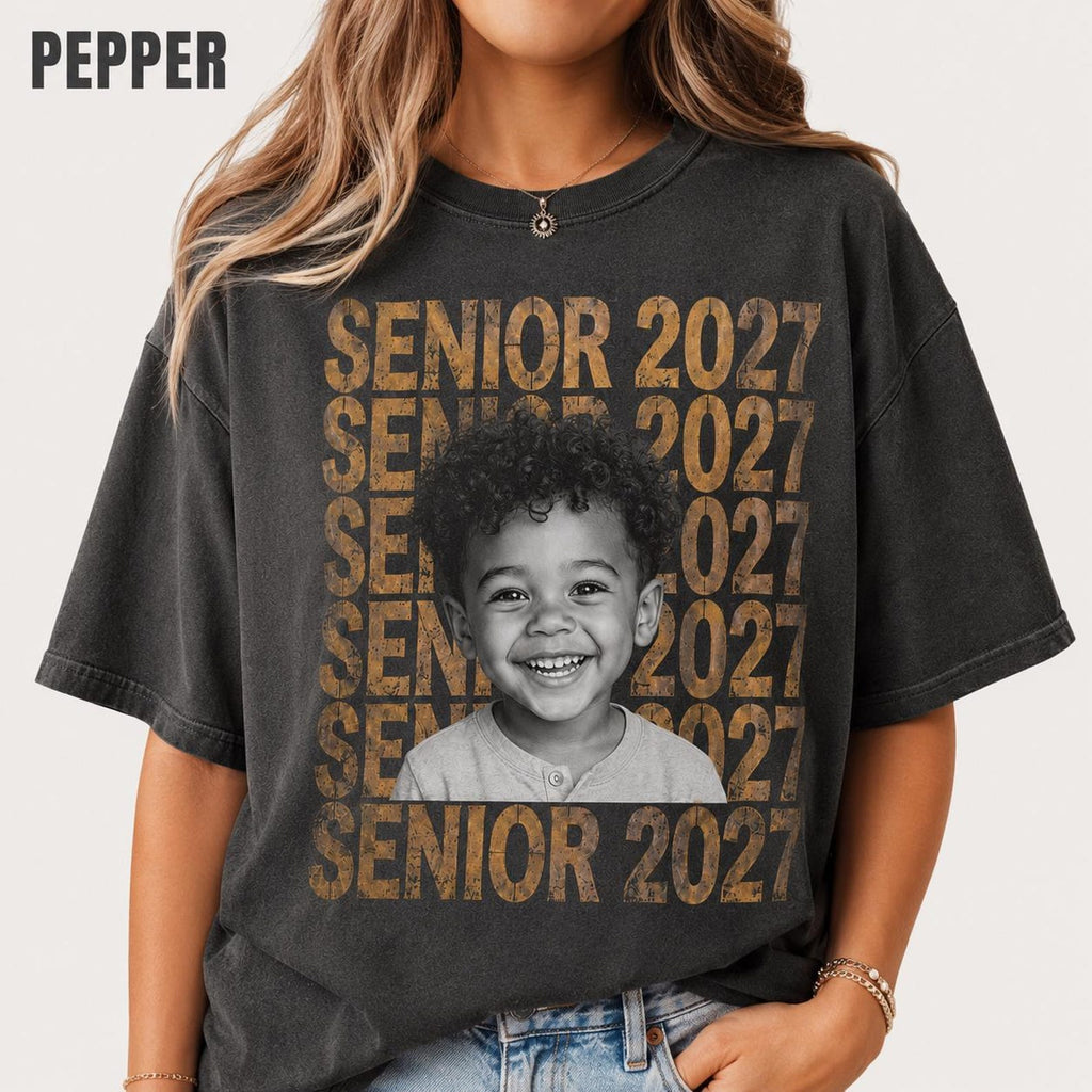 Custom Senior 2027 Photo Shirt, Personalized Graduation Comfort Colors Tee, Class of 2027 Senior Portrait Gift