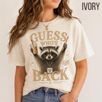 Guess Who’s Back Teacher Shirt, Funny Raccoon Teacher Comfort Colors Tee, First Day of School Teacher Gift Raccoon Shirt
