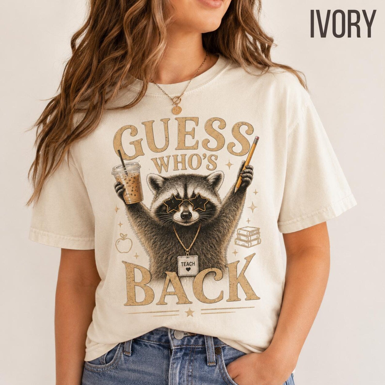 Guess Who’s Back Teacher Shirt, Funny Raccoon Teacher Comfort Colors Tee, First Day of School Teacher Gift Raccoon Shirt