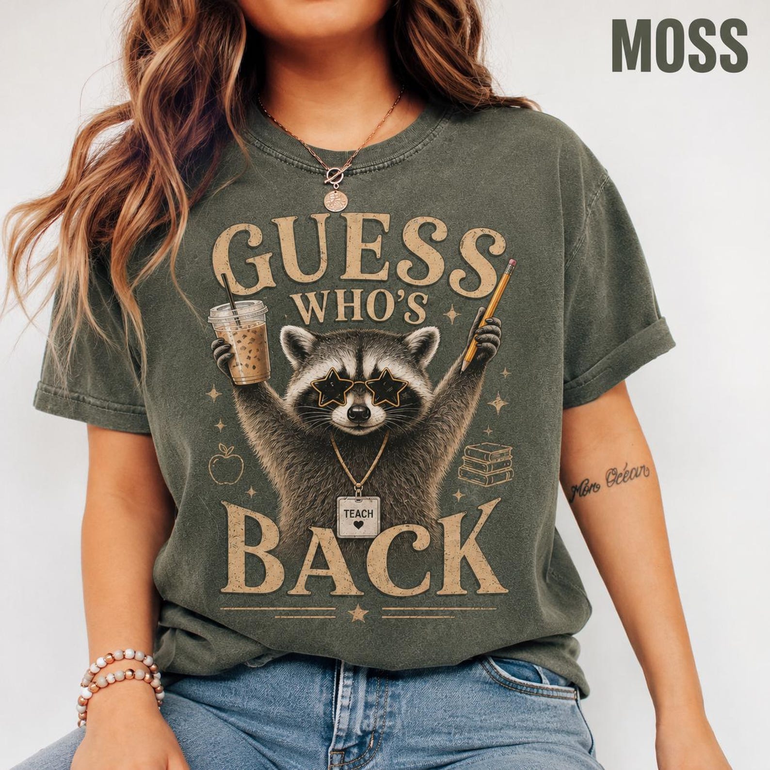 Guess Who’s Back Teacher Shirt, Funny Raccoon Teacher Comfort Colors Tee, First Day of School Teacher Gift Raccoon Shirt