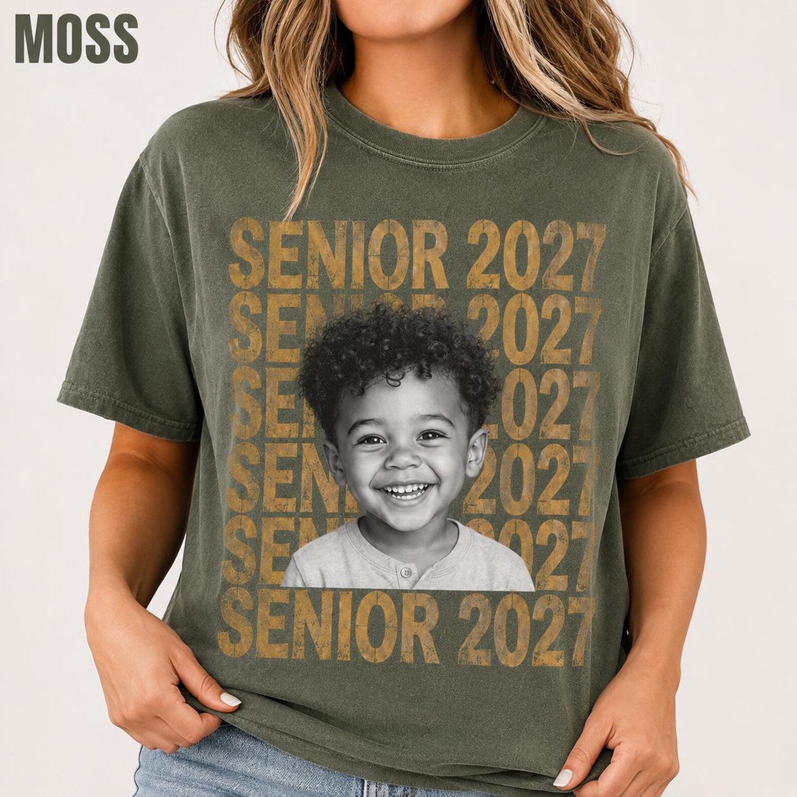 Custom Senior 2027 Photo Shirt, Personalized Graduation Comfort Colors Tee, Class of 2027 Senior Portrait Gift