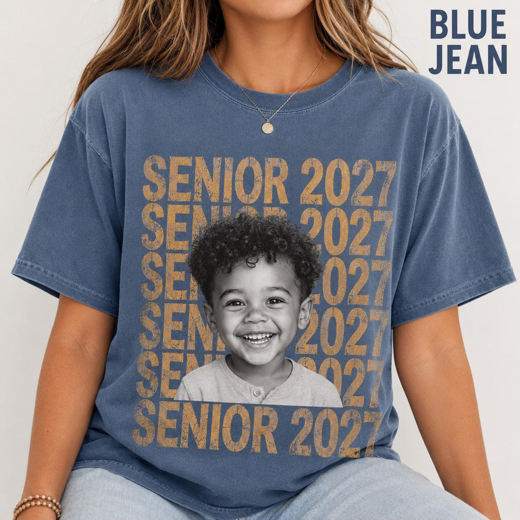 Custom Senior 2027 Photo Shirt, Personalized Graduation Comfort Colors Tee, Class of 2027 Senior Portrait Gift