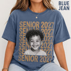 Custom Senior 2027 Photo Shirt, Personalized Graduation Comfort Colors Tee, Class of 2027 Senior Portrait Gift