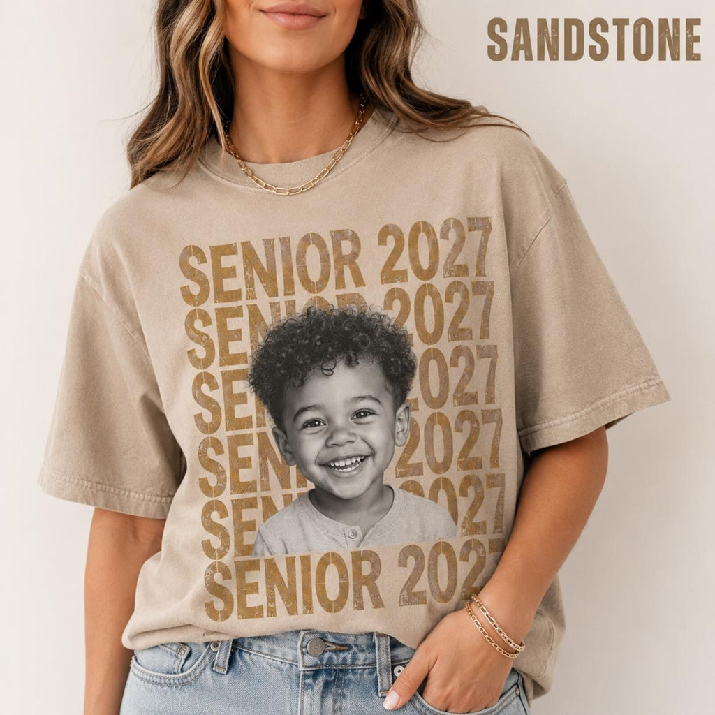 Custom Senior 2027 Photo Shirt, Personalized Graduation Comfort Colors Tee, Class of 2027 Senior Portrait Gift