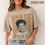 Custom Senior 2027 Photo Shirt, Personalized Graduation Comfort Colors Tee, Class of 2027 Senior Portrait Gift