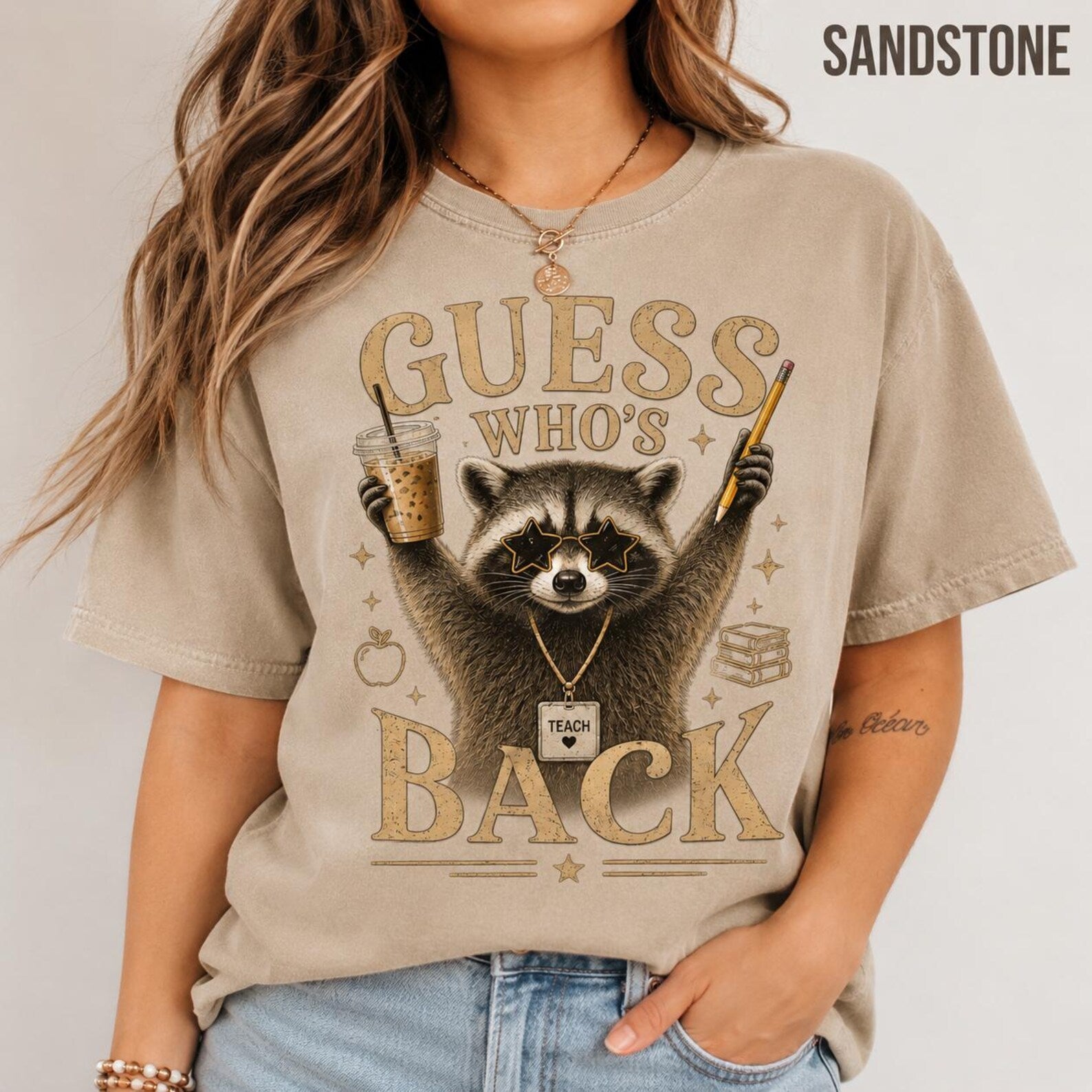 Guess Who’s Back Teacher Shirt, Funny Raccoon Teacher Comfort Colors Tee, First Day of School Teacher Gift Raccoon Shirt